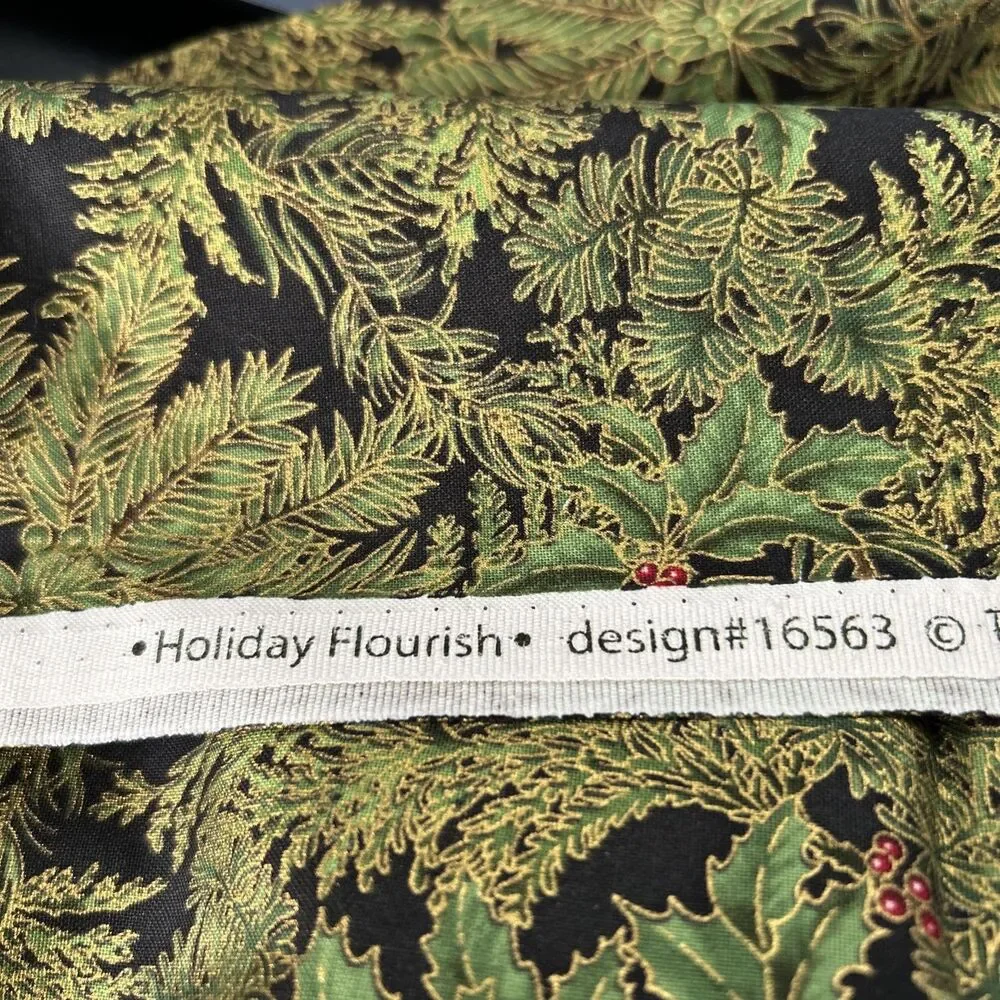 Holiday Flourish Japan Kaufman Christmas Holly Cotton Quilting Fabric Metallic